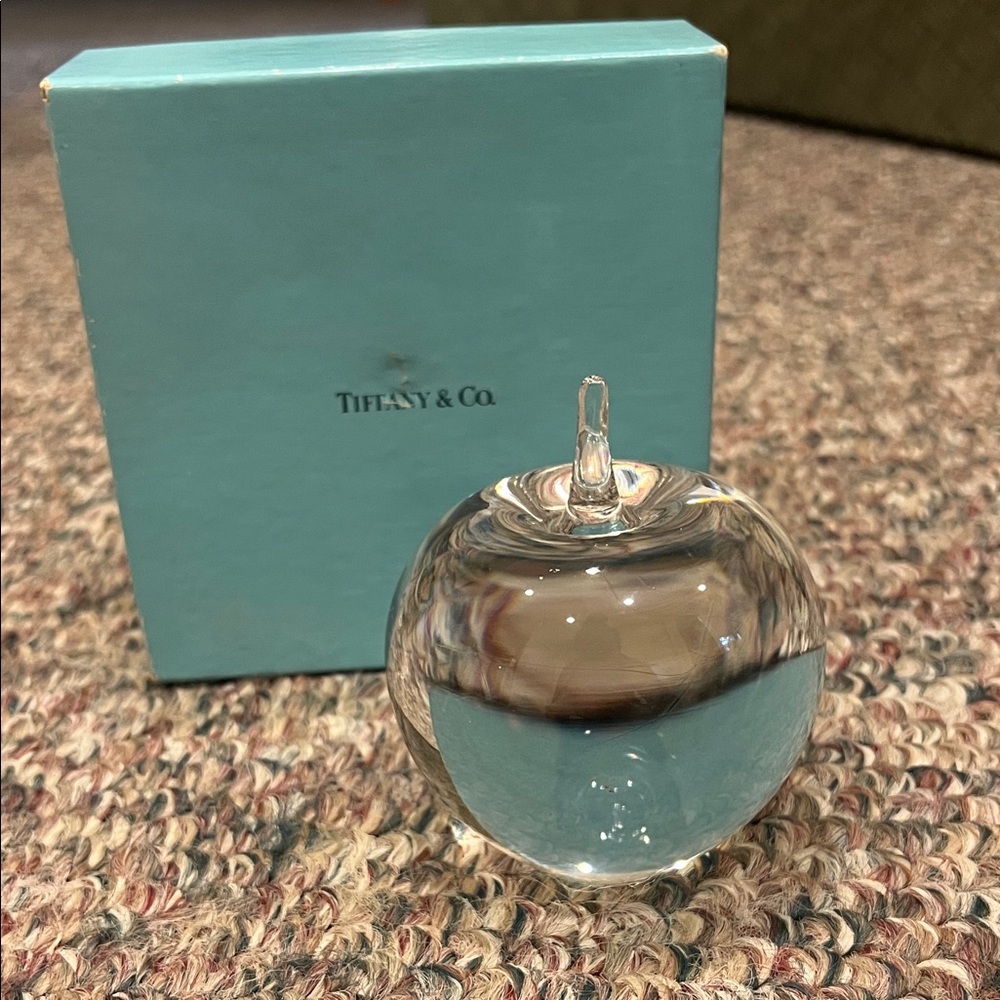 Tiffany & Co. Clear Crystal Apple with Blue Box
